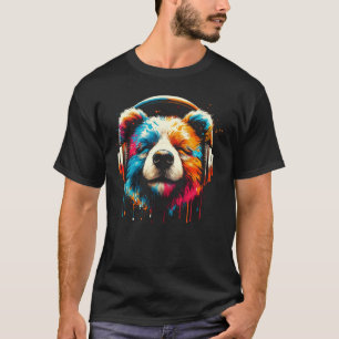 T-shirt Cool Ours Casque Musique Art Noël Anniversaire