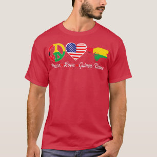 T-shirt Cool Peace Love GuineaBissau Flag American Heart P