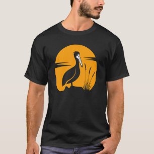 T-shirt Cool Pelican Oiseau Au Coucher Du Soleil Pour Homm