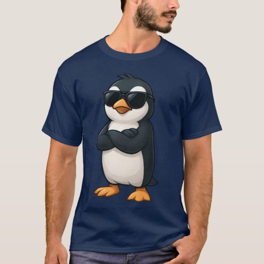 T-shirt Cool penguin with crossed arms confident gamer car (Devant)