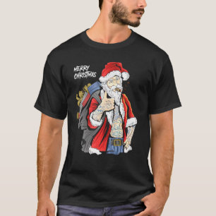 T-shirt Cool Père Noël Portant Des Lunettes Fumer Des Ciga