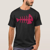 T-shirt Cool Pink Piranha Fish Skeleton (Devant)