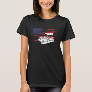 T-shirt Cool Pontoon Usa Drapeau Art Pour Hommes Femmes Po