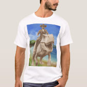 T-shirt cool pour hommes chevauchant des dinosaure (Devant)