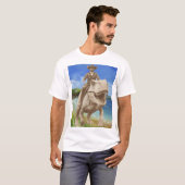 T-shirt cool pour hommes chevauchant des dinosaure (Devant entier)