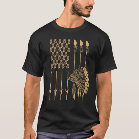 T-shirt Cool Pride Amérindien USA Flèche Coiffe (Devant)