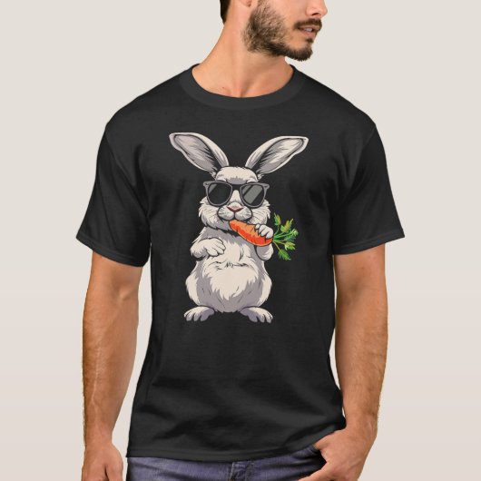 T-shirt Cool Rabbit Face With Sunglasses Carrot Bunny For (Devant)