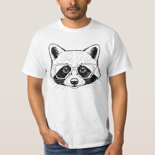 T-shirt Cool Raccoon with Glasses (Devant)