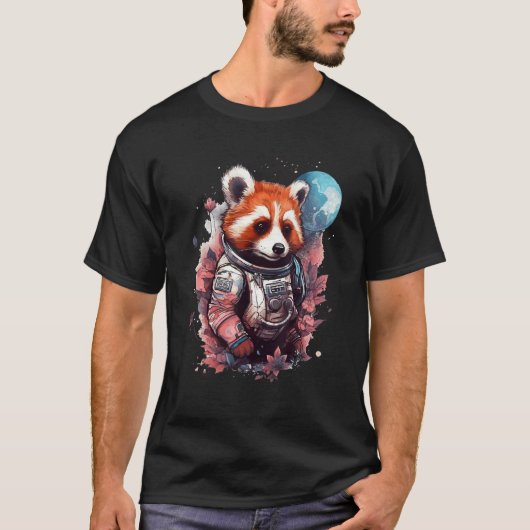 T-shirt Cool Red Panda Astronaut Moon Graphic Space Animal (Devant)