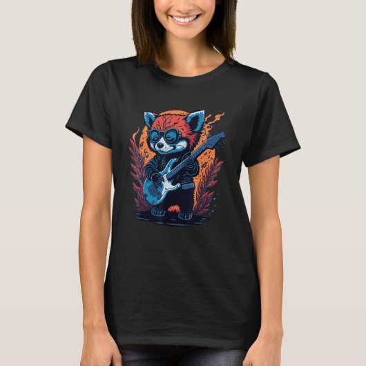 T-shirt Cool Red Panda Playing Guitar Graphic Animal Enthu (Devant)