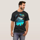 T-shirt Cool requin jouer billard de piscine dans le salon (Devant entier)