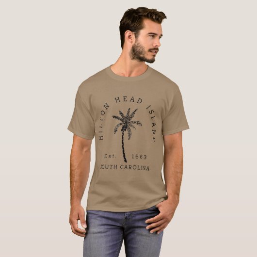 T-shirt Cool rétro Hilton Head Island Palm Tree (Devant entier)
