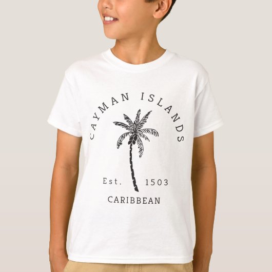 T-shirt Cool rétro Iles Caïmans Plage originale Palmier (Devant)