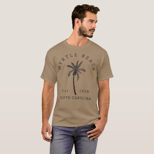 T-shirt Cool rétro Original Myrtle Beach SC Palm Tree (Devant entier)