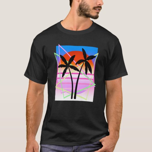 T-shirt Cool Retro Palm Tree Island Vapor Wave Designs Pré (Devant)