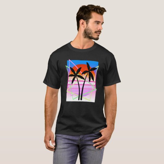T-shirt Cool Retro Palm Tree Island Vapor Wave Designs Pré (Devant entier)