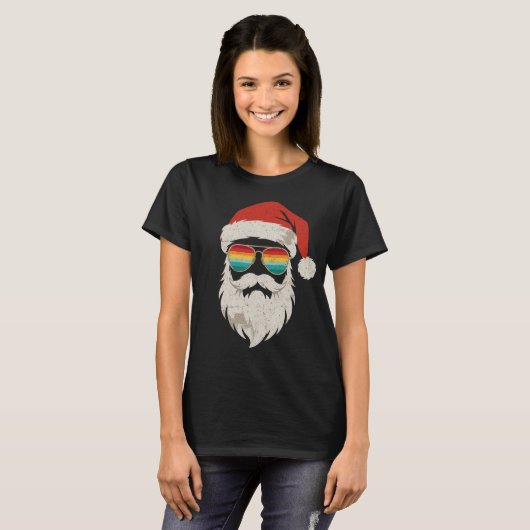 T-shirt Cool Retro Santa Claus with Sunglasses Funny (Devant entier)