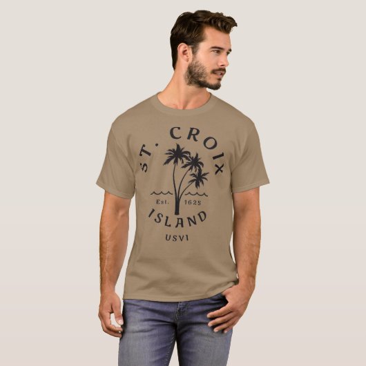 T-shirt Cool rétro St Croix USVI Beach Palm Tree (Devant entier)