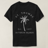 T-shirt Cool rétro St Thomas USVI Beach Palm Tree (Design devant)