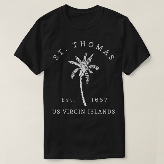 T-shirt Cool rétro St Thomas USVI Beach Palm Tree (Design devant)
