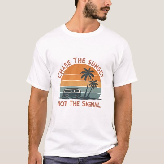 T-shirt cool Retro Sunset & Palm Tree Adventure (Devant)