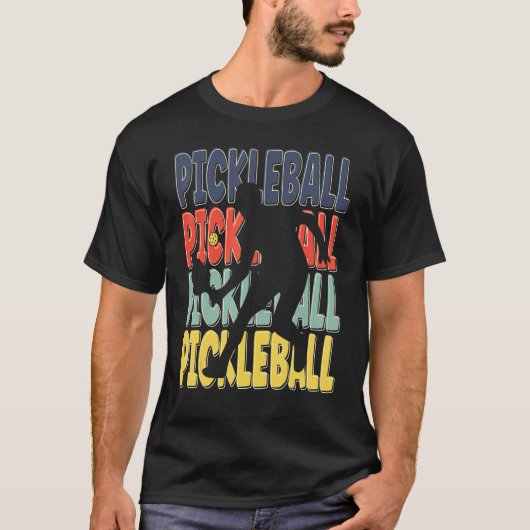 T-shirt Cool Retro Texte Silhouette Pickleball (Devant)