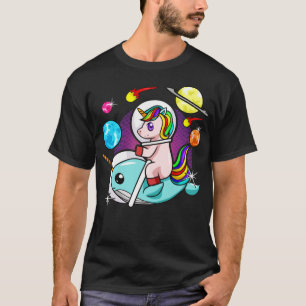 T-shirt Cool Retro Unicorn Astronaut Riding Narwhal En Spa