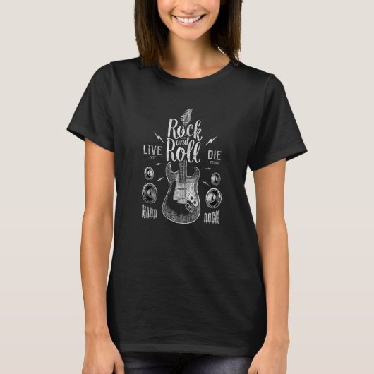 T-shirt Cool Rock and Roll  I Love Rock Music Rock & Roll (Devant)