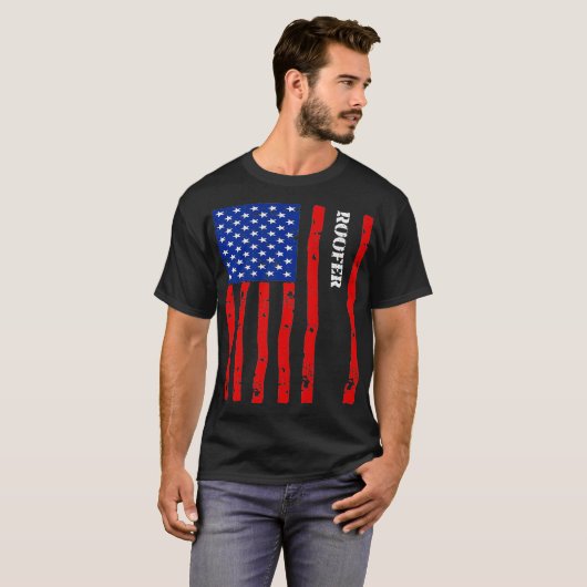 T-shirt Cool Roofer Accessories Things Stuff USA Flag Prem (Devant entier)