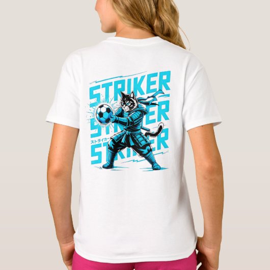 T-shirt  Cool Samurai Cat Soccer Striker - Gift for soccer (Dos)