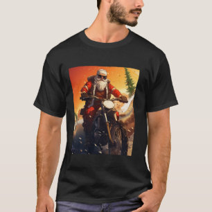 T-shirt Cool Santa Claus Biker Christmas Dirt Bike Long Sl