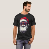 T-shirt Cool Santa Claus Face Retro Sungles Christmas Men  (Devant entier)