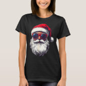 T-shirt Cool Santa Claus Face Retro Sungles Christmas Men  (Devant)