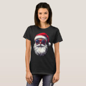 T-shirt Cool Santa Claus Face Retro Sungles Christmas Men  (Devant entier)
