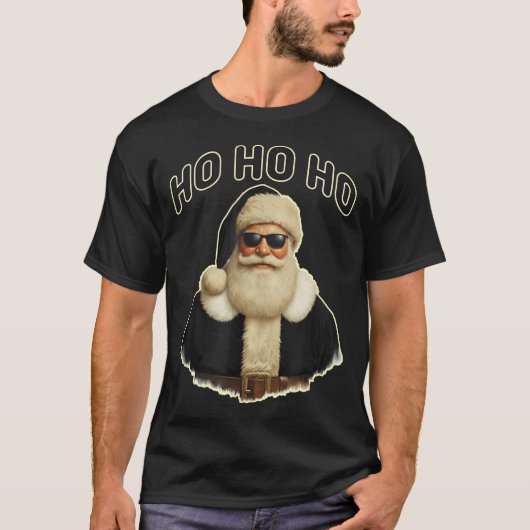 T-shirt Cool Santa In Black Hat Sungles Graphic (Devant)