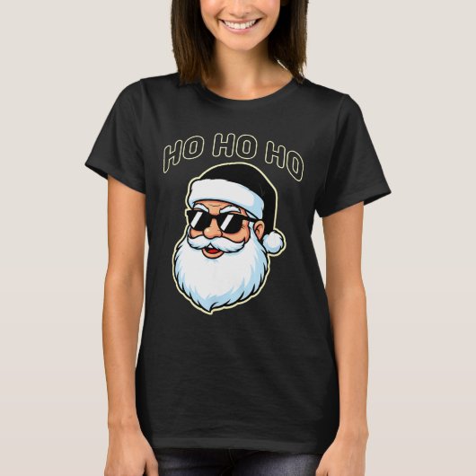 T-shirt Cool Santa In Black Hat Sungles Graphic 2  (Devant)