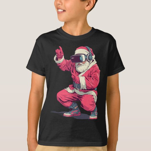 T-shirt Cool Santa Moves With Vr Headset For Gaming Christ (Devant)