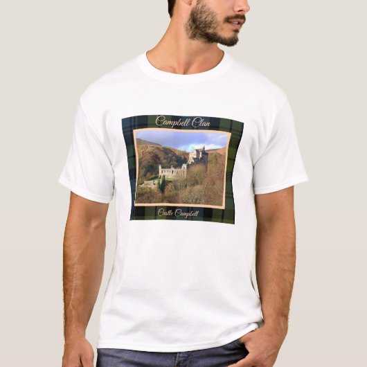 T-shirt Cool Scottish Campbell Clan's Castle & Tartan (Devant)