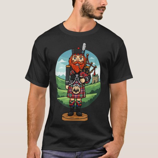 T-shirt Cool Scottish Nutcracker Bagpes  (Devant)