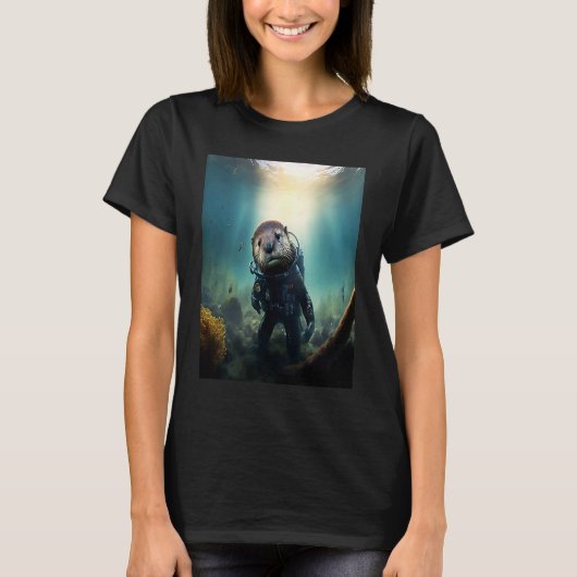 T-shirt Cool Sea Otter Costume Scuba Diving Otter (Devant)