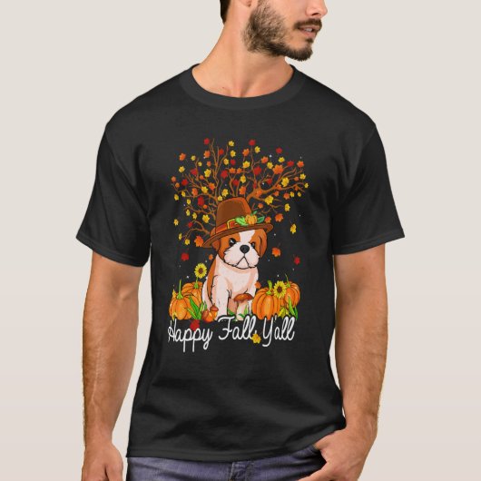 T-shirt Cool Shih Tzu Automne Citrouilles Bonne Automne Y' (Devant)