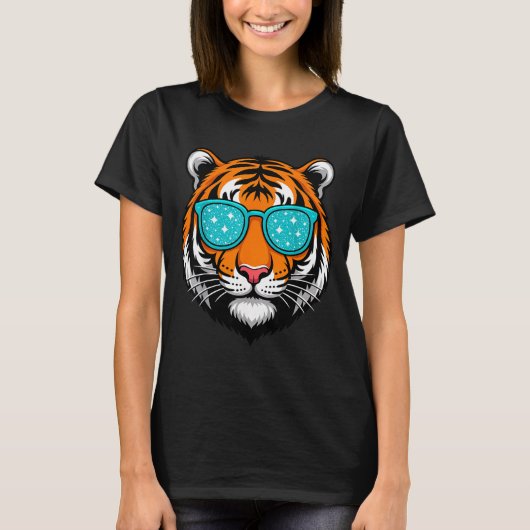 T-shirt Cool Shirts For Boys Kids, Funny Tiger Sungles  (Devant)