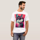 T-shirt Cool Siberian Husky dog with sunglasses (Devant entier)