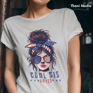 T-shirt Cool Sis Vote Vintage Messy Hair Lady Election