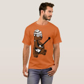 T-shirt Cool Sitting Grizzly Brown Bear Playing Guitar Fun (Devant entier)