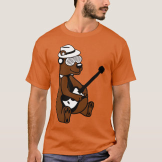 T-shirt Cool Sitting Grizzly Brown Bear Playing Guitar Fun