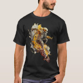 T-shirt Cool Skateboarding Skeleton with Flames Fun Skateb (Devant)
