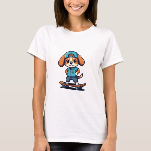 T-shirt Cool Skater Puppy Illustration (Devant)