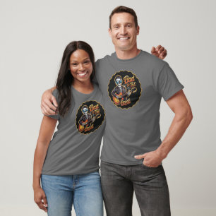 T-shirt Cool Skeleton Bad to the Bone avec guitare