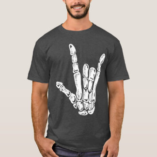 T-shirt Cool Skeleton Rock Hand Concert Punk Rock Éffrayan